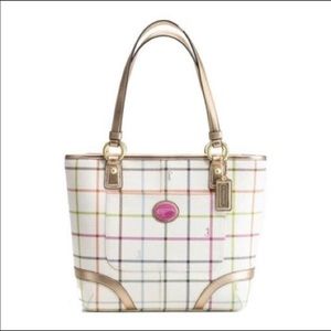Like New Coach Heritage Tattersall Tote Bag